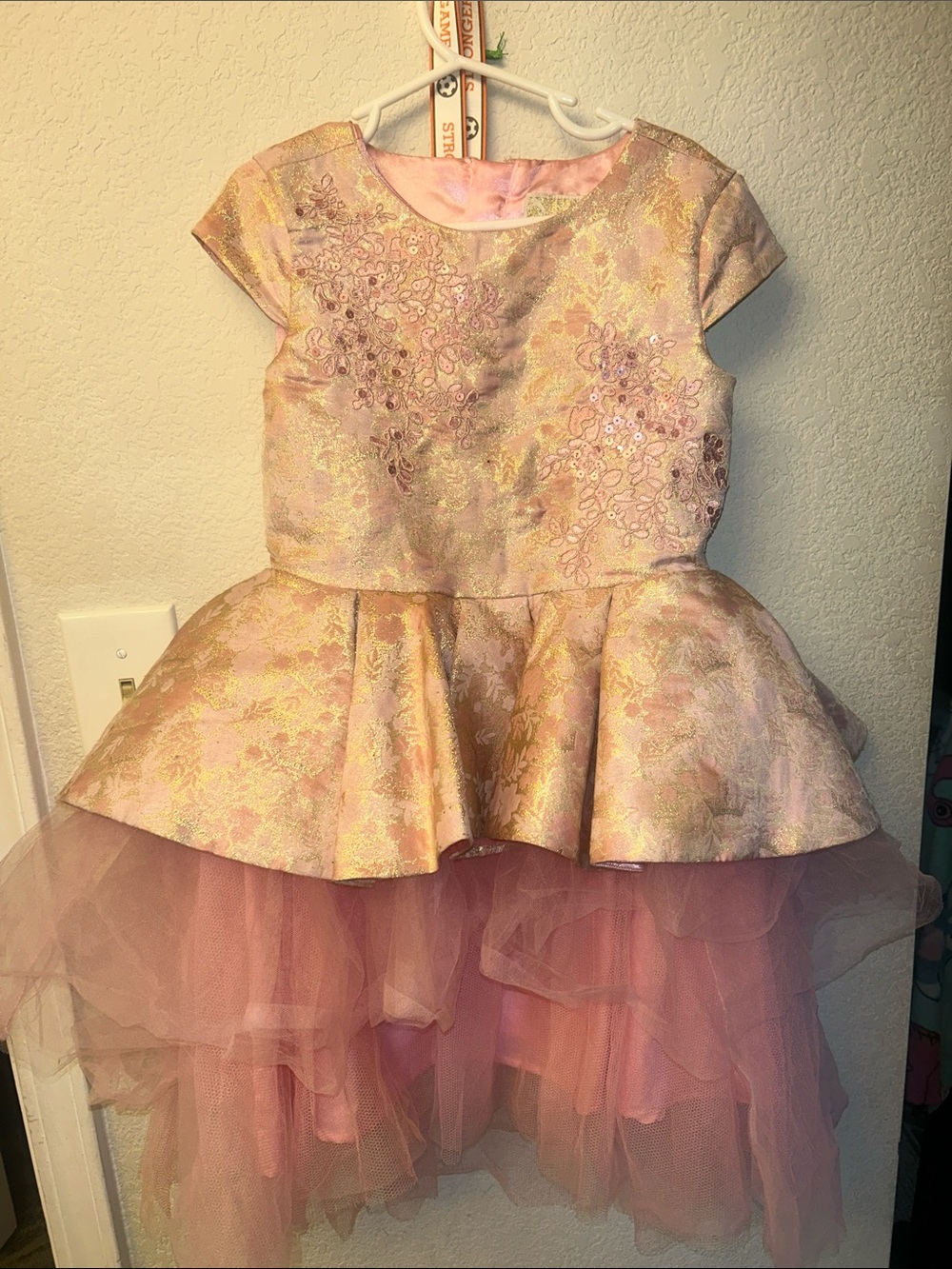 Pink Gold Floral Aurora dress Party Dress.  Great condition.